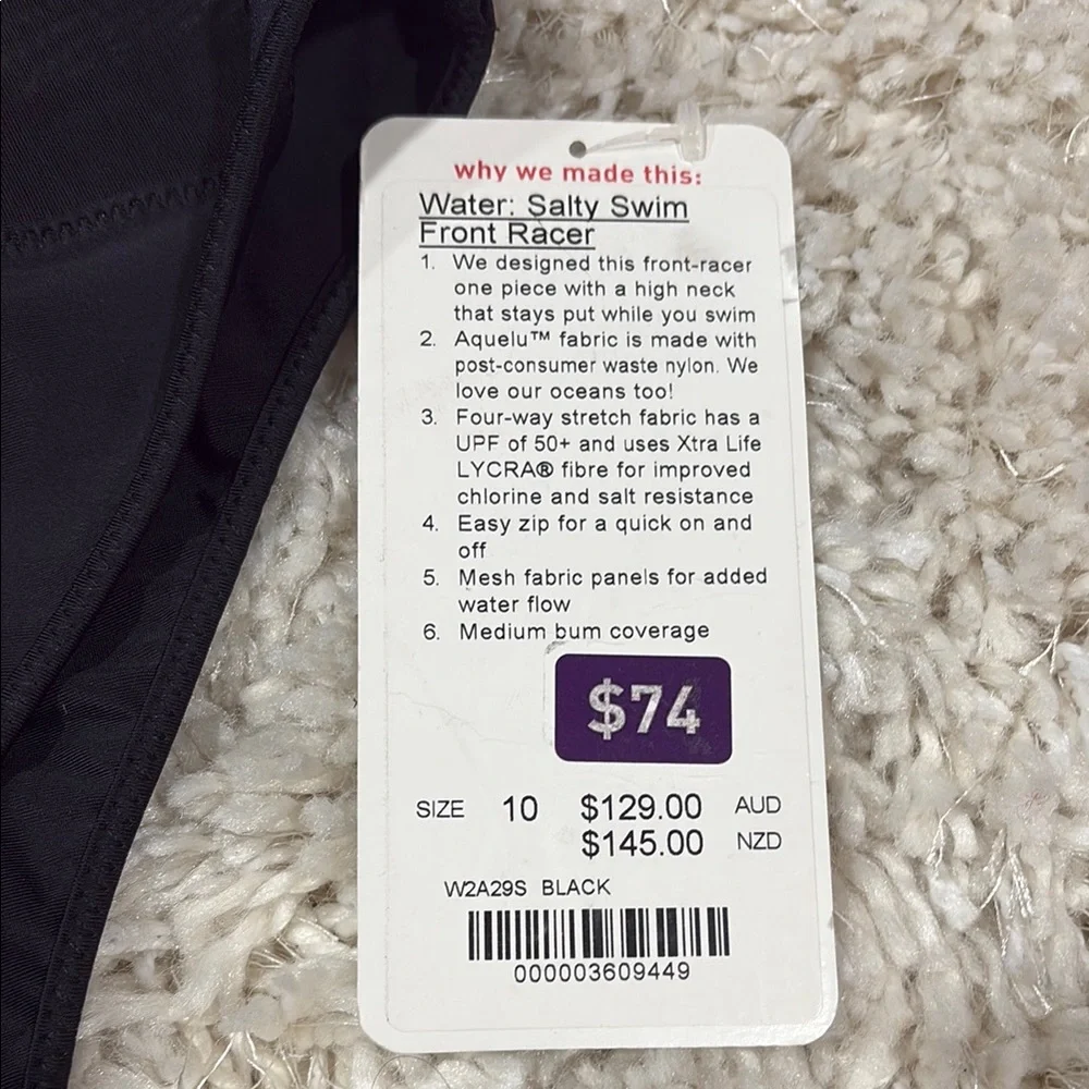 Lululemon Black Salty Swim Front Racer - Picture 2 of 5